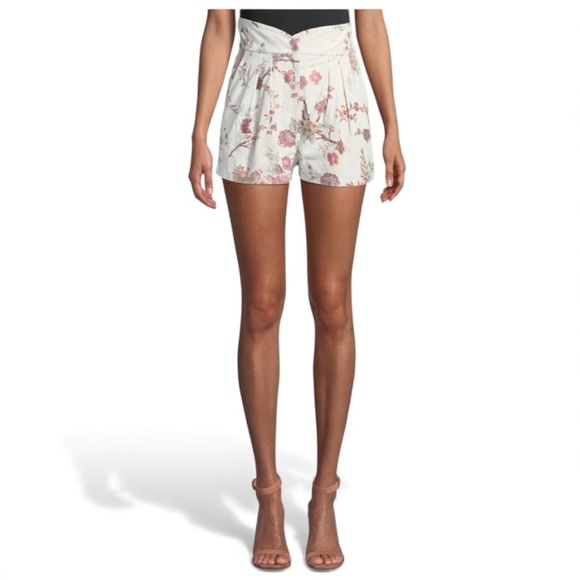 IRO Paris Ceremoni Floral Lamb leather High-rise Shorts size 38 - NWT